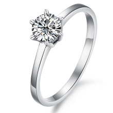 Personalidad personalizada clásico gran diamante de imitación titanio plata 316l anillos de acero inoxidable anillo de compromiso de boda mujeres